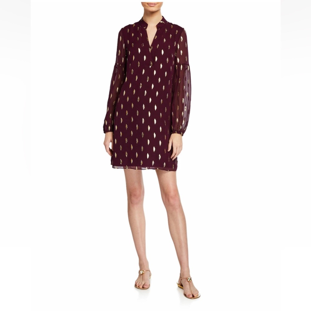 NWOT: Lily Pulitzer Shea Silk dress in Cabernet Berry color, Size 00